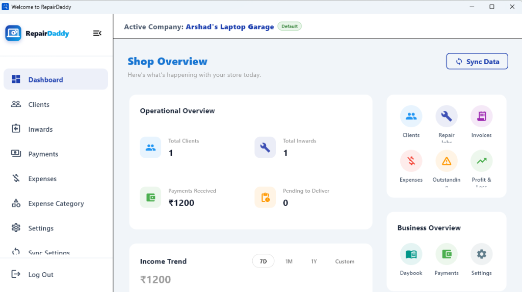 RepairDaddy Dashboard Preview